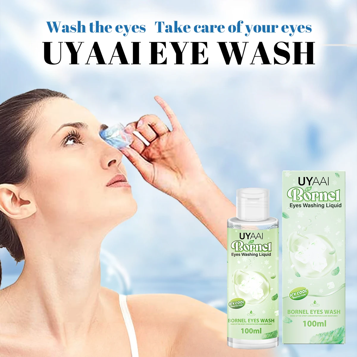 UYAAI 100ml Borneol Eyes Wash Liquid Icy Cool Feeling Clean The Eyes Eye Health Clear Moisture Usage And Dosage borneol eyes wash liquid