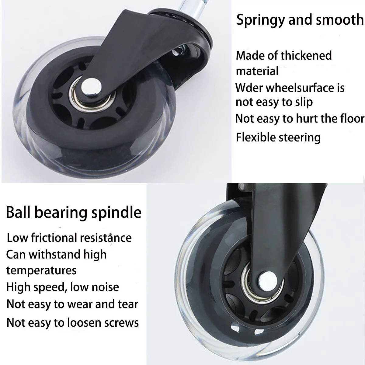 Furniture Casters 3 Inch Office Rubber Chair Replacement Computer Gaming Desk Caster Wheels