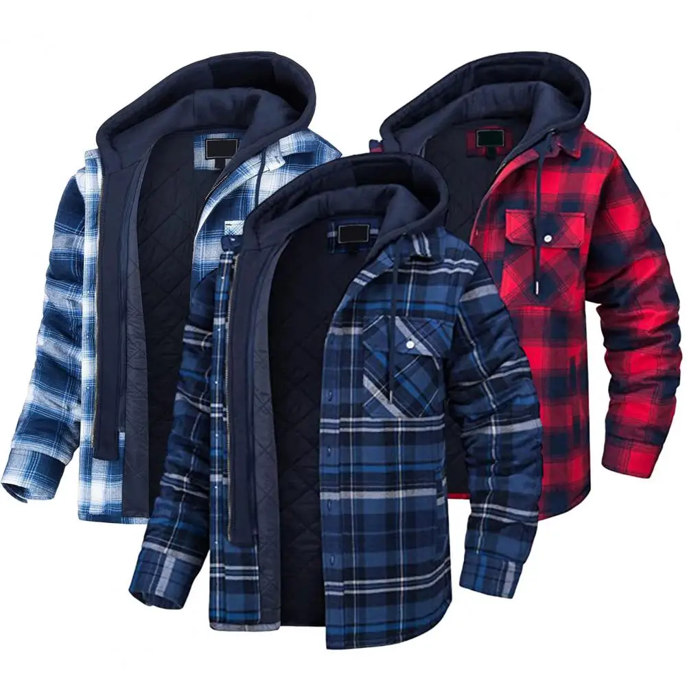 

Winter Jacket Windproof Casual Overcoat Single Breasted Men Winter Thickened Hooded Jacket Cotton Overcoat Cold Resistant