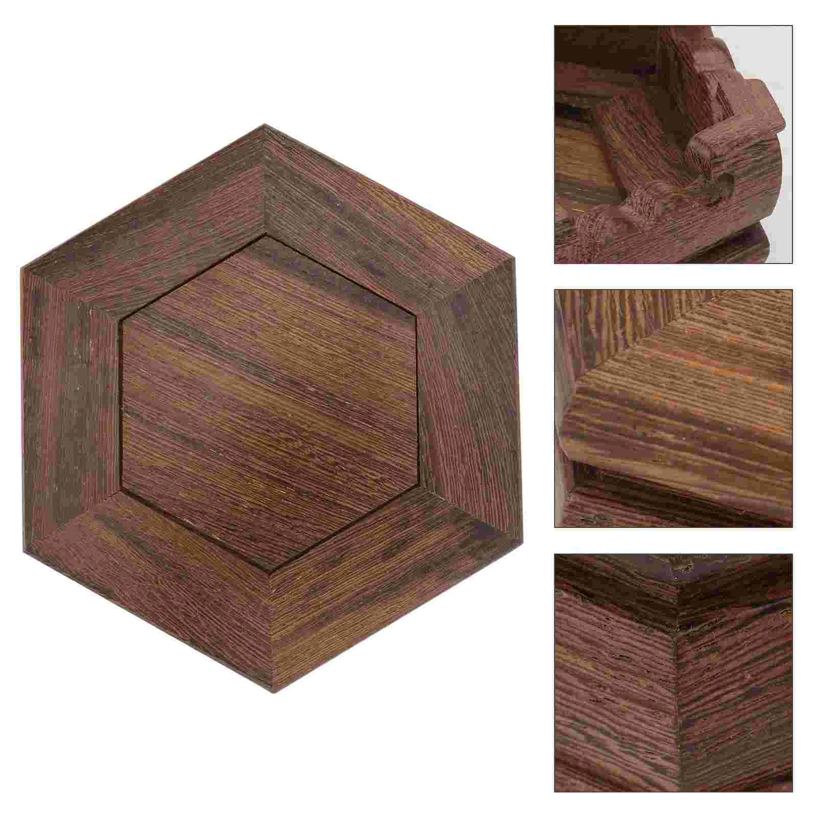 

Hexagonal Base Zen Garden Round Flower Pot Wooden Eggs to Decorate Displaying Pedestal Vase