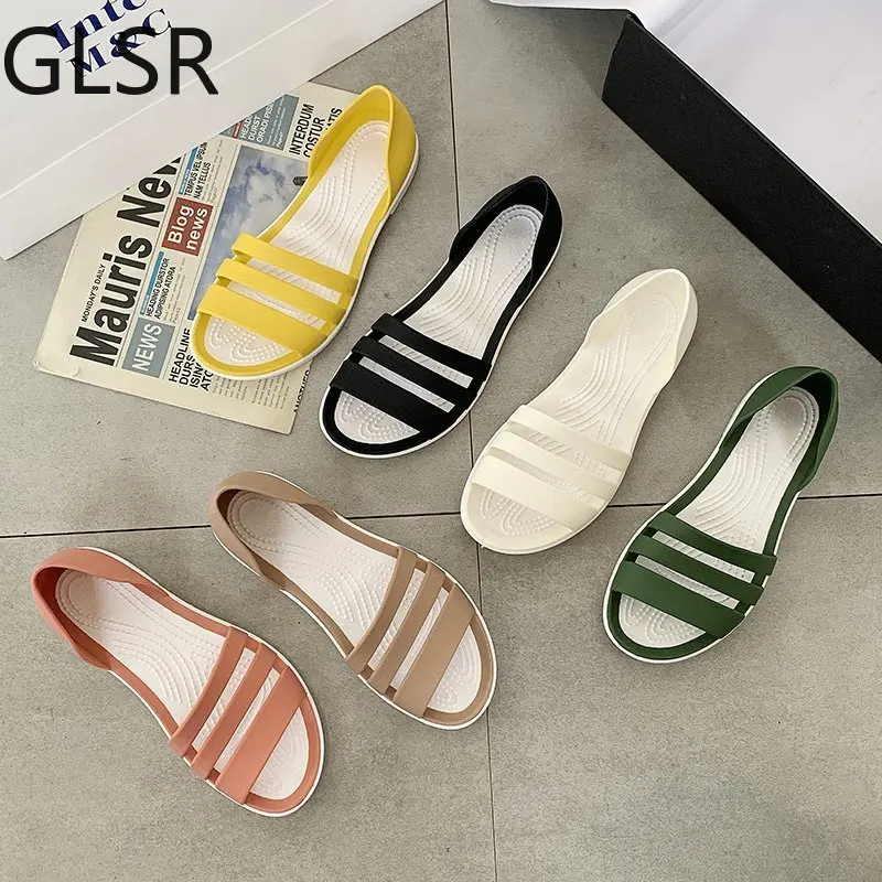Women Summer Flat Sandals Open-Toed Slides Slippers Candy Color Casual Beach Outdoot Female Ladies Jelly Shoes Women Sandals women sandals women flats comfortable sandals