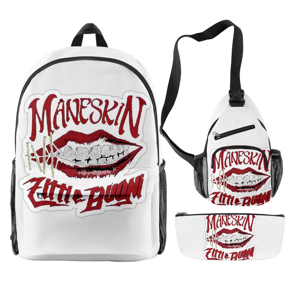 

Popular Youthful Funny Maneskin 3pcs/Set Backpack 3D Print Bookbag Laptop Daypack Backpacks Chest Bags Pencil Case