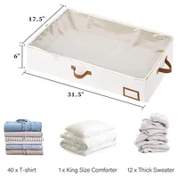 Foldable Underbed Organizer Non-Woven Dustproof Ultra-thick with Clear Window Containers for Clothes Quilt Under Bed Storage Bag 2