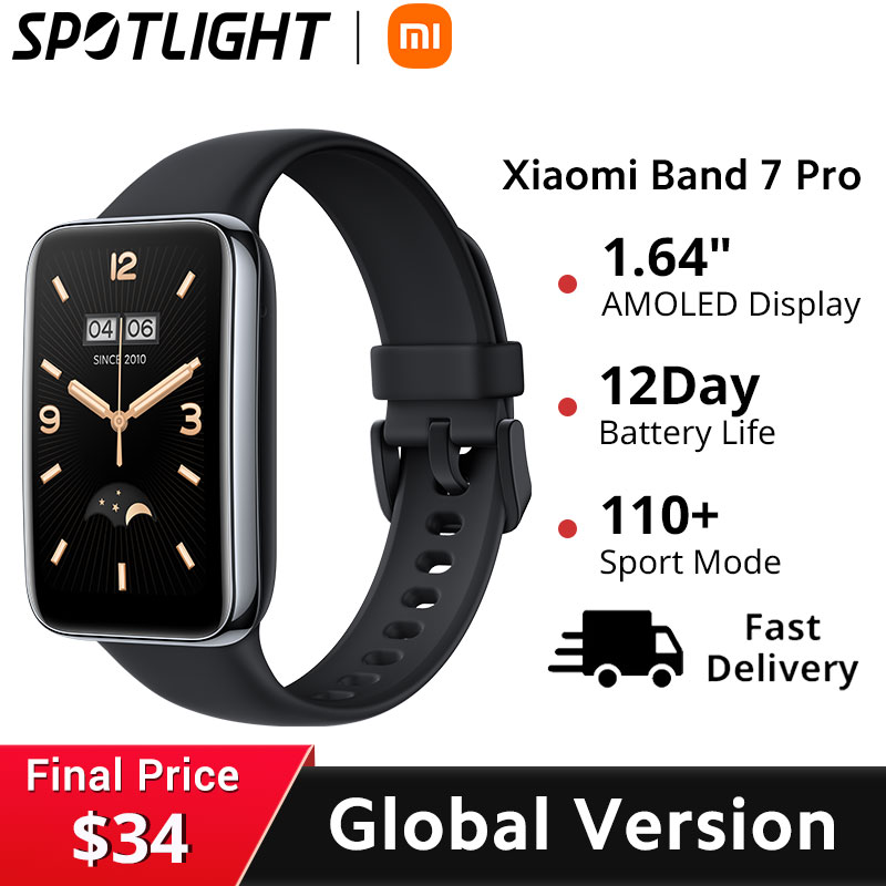  Global Version Xiaomi Band 7 Pro 1.64'' AMOLED 2.5D Curved Display Built in GPS Blood Oxygen Always On Watch Face Smart Band 