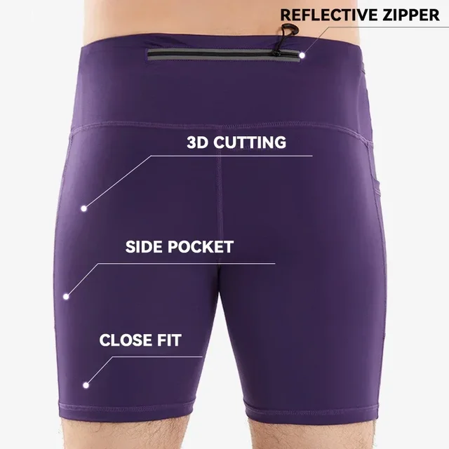(Mul-Pockets Compression Shorts 3.0)Men Marathon Running Shorts Quick Dry Exercise Training Jogging Cycling Fitness Tight Shorts