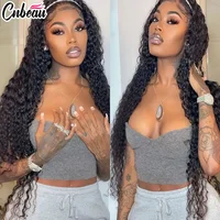 Deep Wave 13x6 HD Lace Frontal Wig Brazilian Curly Human Hair Wigs For Women Lace Front Human Hair Wig Pre Plucked 34 Inch 2