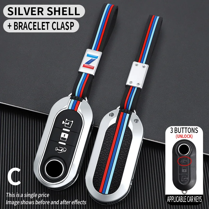 Custodia per chiave auto in lega di zinco Shell Fob per FIAT 500 Ducato panda Punto 500L lancia musa per Citroen jumper per Peugeot Boxer - S8e4d1ad4e6f044a8a1e8e224309430e1a