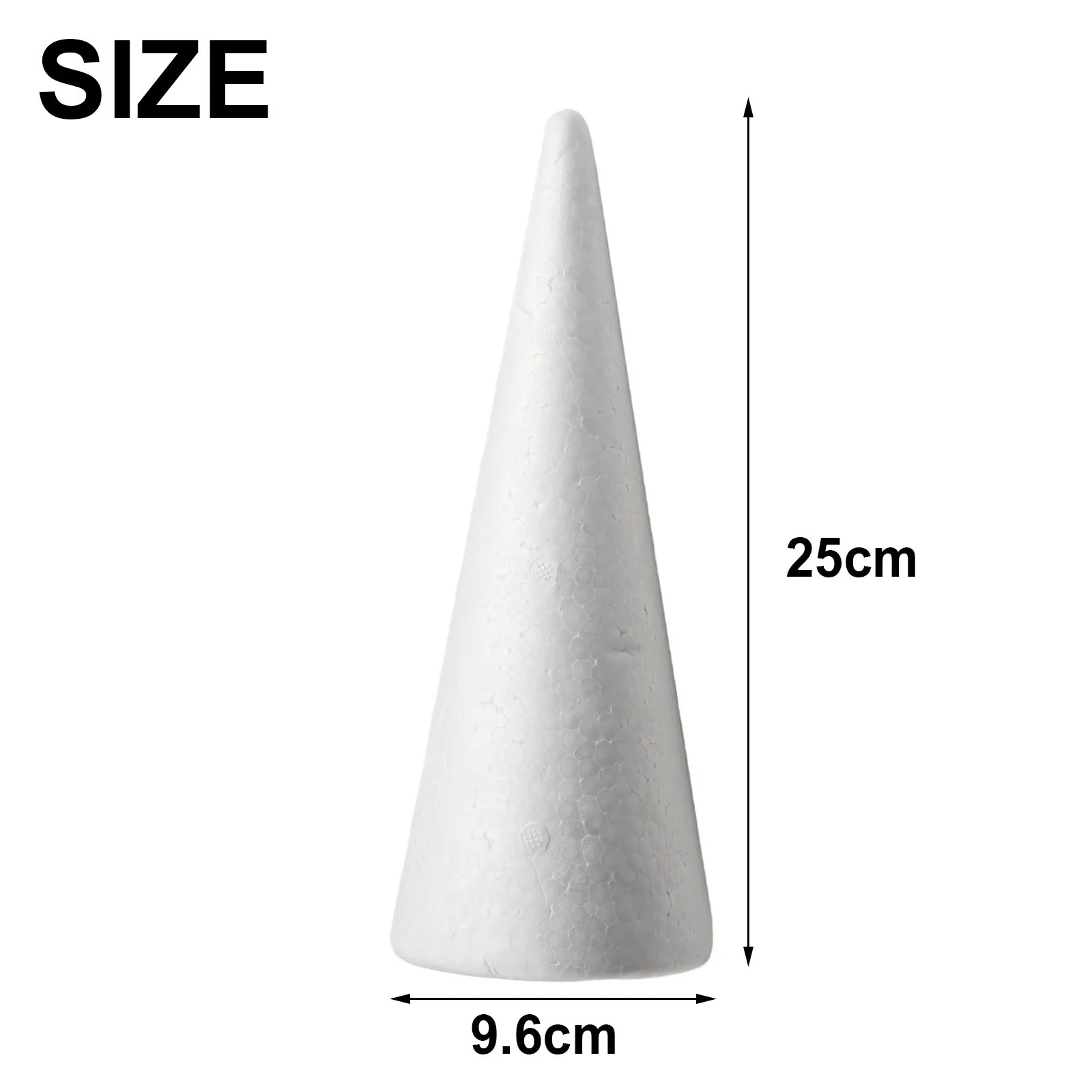 Foam Cone DIY Multi-Use Blank Cake Dummy Christmas Tree Cone Craft Cone for Kids, Size: Medium, White