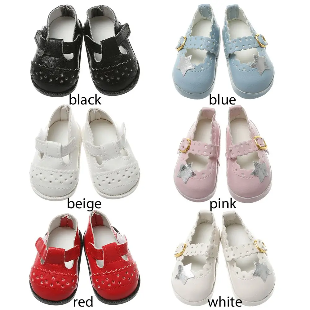 6.5cm Doll Shoes PU Leather Mini Shoes Suit For 16 Inches Doll Clothing Toys Baby Gifts Doll Accessories DIY Cool Girl`s Toy