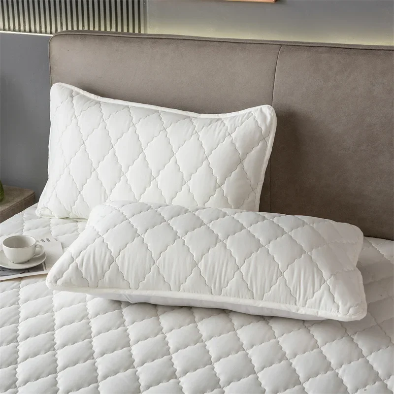 1Pc / 2Pc Waterproof Quilted Pillowcase Solid Color Pillow Cover Case 48x74cm Pillowsham Anti-Mite Anti-Bacterial Bedroom 2