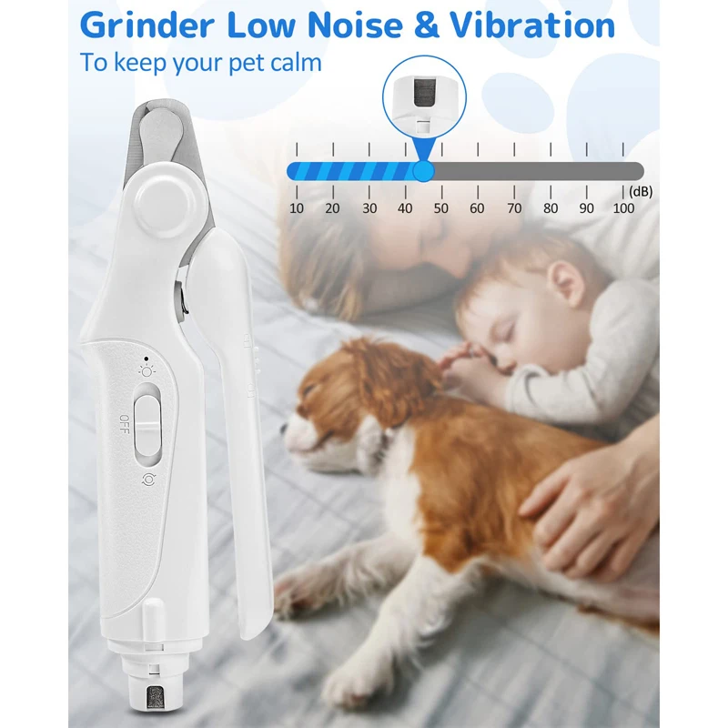 Benepaw Professional Pet Nail Clipper Grinder 2 In 1 LED Light Low Noise Cat Dog Nail Cutter Trimmer Grooming USB Rechargeable