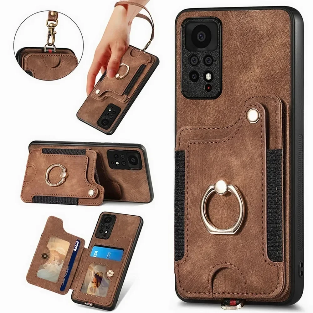 

For Redmi Note 12 11 Pro Plus 11T 11E 5G RFID Leather Case For Xiaomi Redmi Note12 Turbo 11S 12S 12R 10S 10 T 9 Pro Back Cover