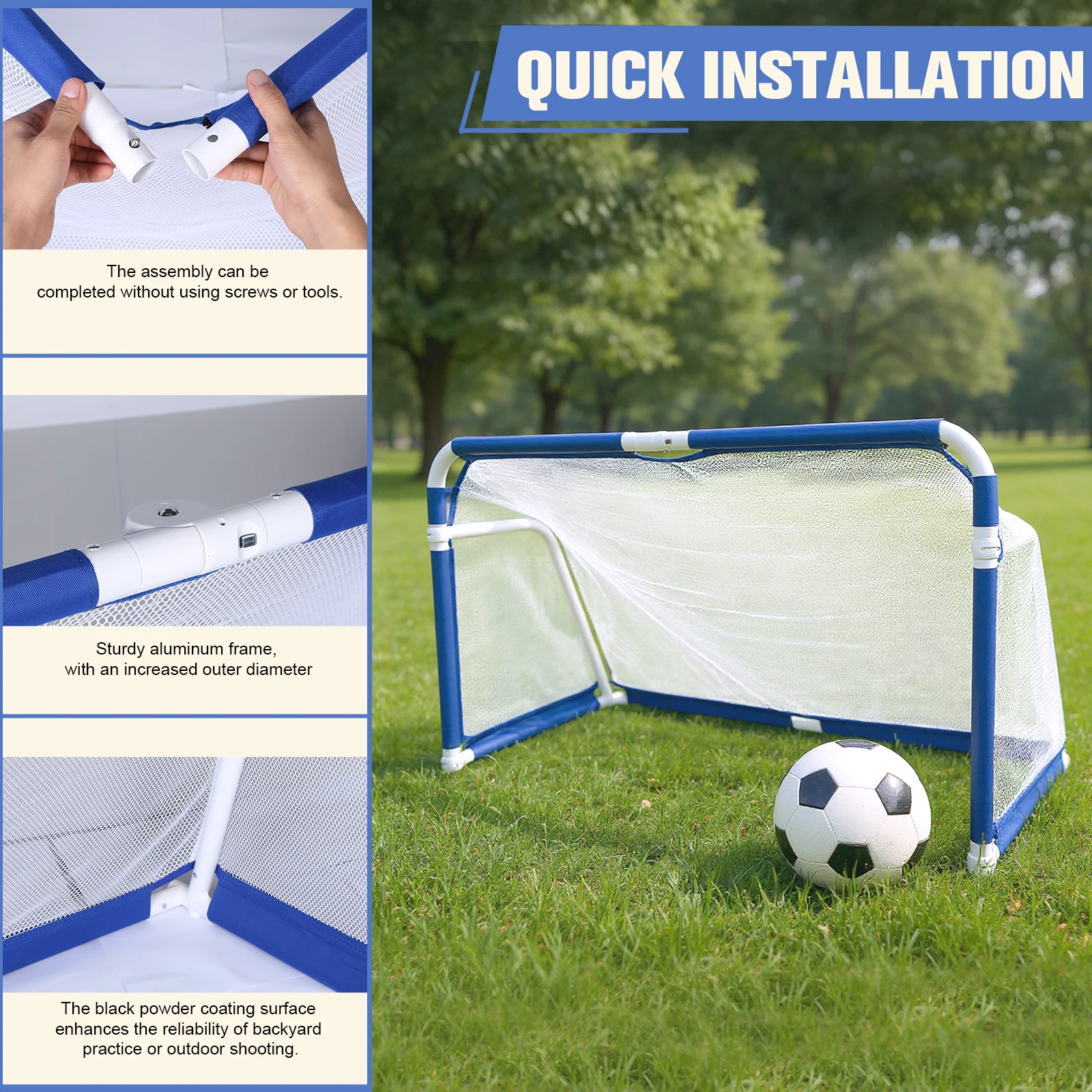 Soccer Goal Portable Folding Soccer Net Foldable Aluminum Football Goal for Outdoor Backyard Indoor Ball Training Equipment