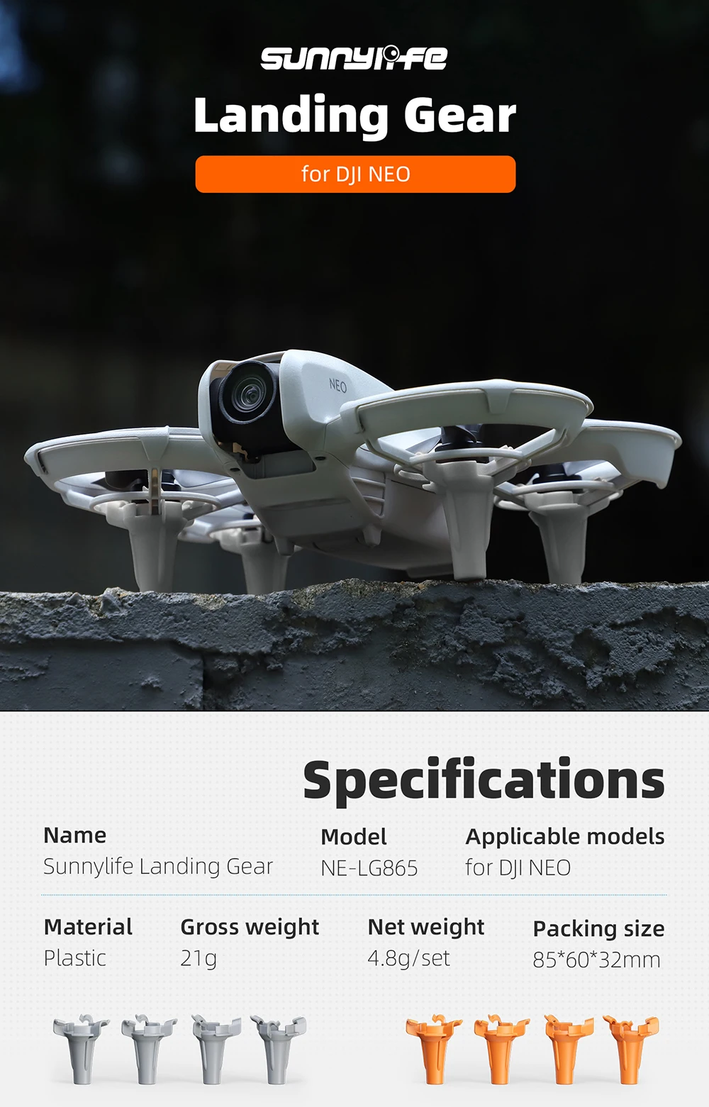 Description Picture 2 of itemLanding Gear For DJI Neo Heightened Enhancement Tripod Support Leg Protector For DJI Neo Drone Accessories