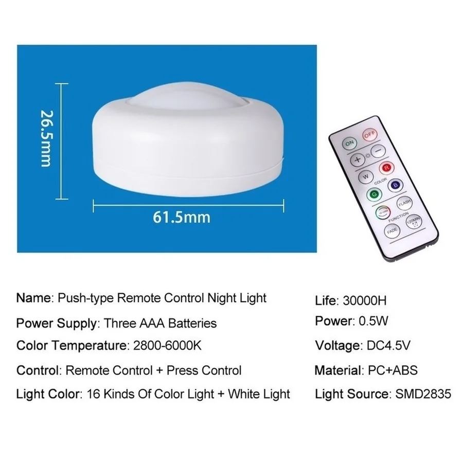 Selling LED Cabinet Light RGB Puck Lights Remote controller Dimmable Under Shelf Kitchen Counter Lighting Decoration Night lamps