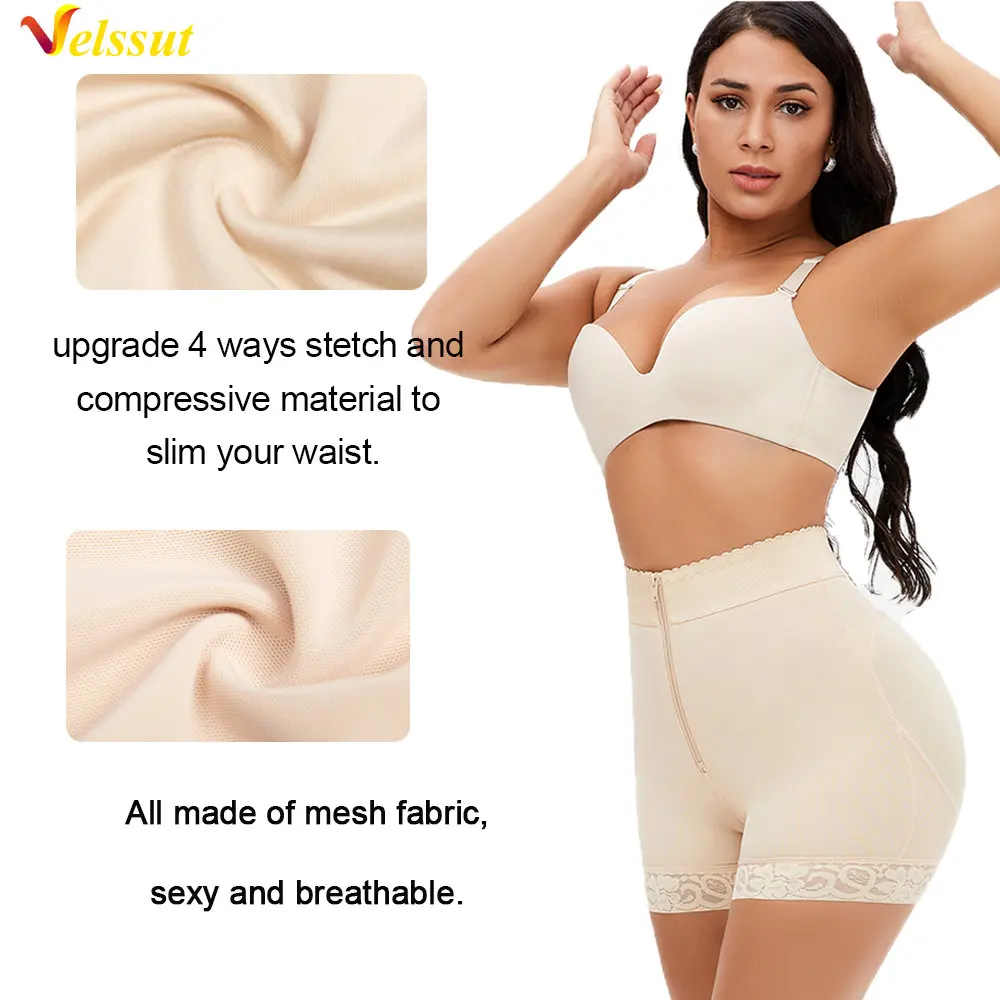 Velssut Butt Lifter Panties for Women Hip Enhancer Panty Push Up Shorts Booty Lifting Shapewear Mid Waisted Body Shaper Zipper