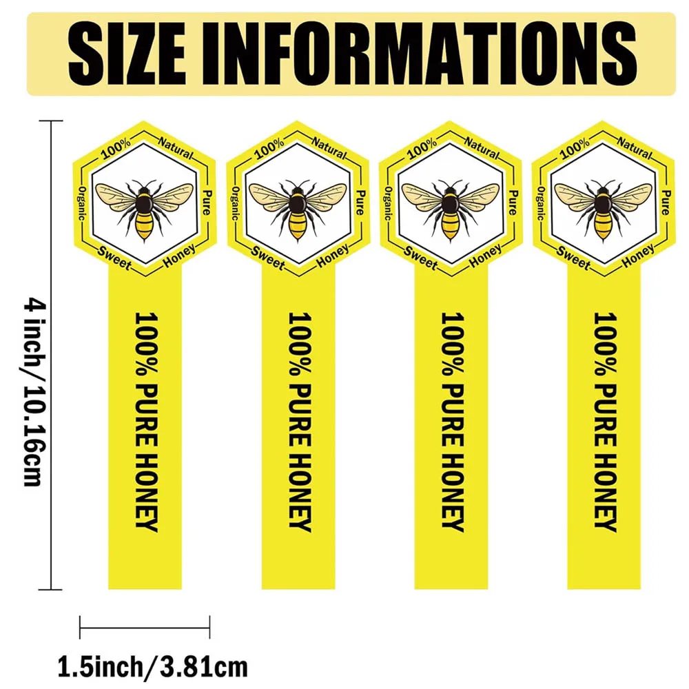 Tamper Proof Pure Honey Stickers 1.5x4Inch Tamper Evident Seals Labels Honey Stickers for Jars Bottle Lid Labels 500Pcs