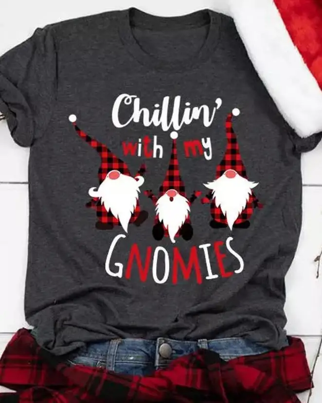 

Женская рождественская Повседневная футболка с принтом Санта Клауса, новинка, осень и зима, женская модная базовая футболка с коротким рукавом