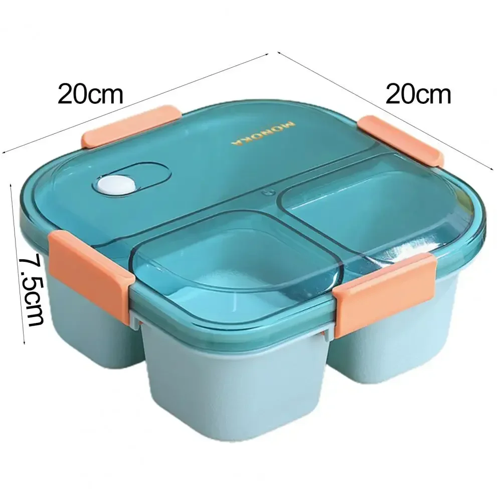 Lunch Container 1 Set 1100/1550ML Bento Box 3/4 Grids Good Sealing Buckle Closure Heat Resistance Fresh-Keeping Microwavable Off 6