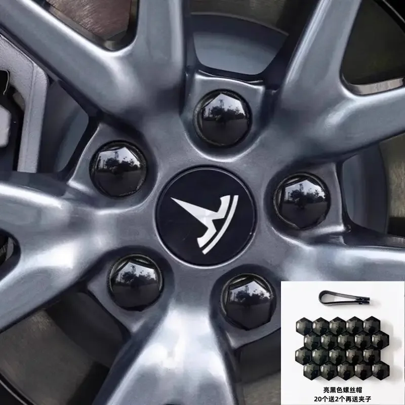 56/57MM 4PCS 29PCS for Tesla Model Y Model 3 S/X Dust-proof Cover Wheel Car Wheel Hubcap Center andTire Cap Screw Accessories