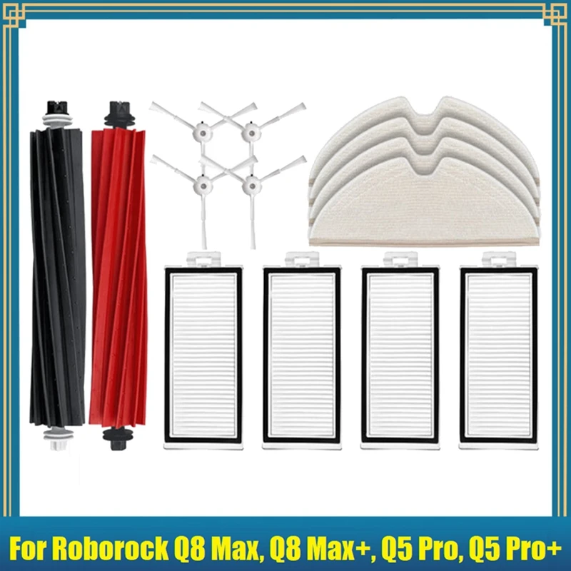 

Main Side Brush Hepa Filter Mop Cloth For Roborock Q8 Max, Q8 Max+, Q5 Pro, Q5 Pro+ Vacuum