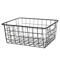 Hollow Iron Wired Basket Storage Baskets Metal Basket Without Interlining Bathroom Kitchen Organizer Black 1