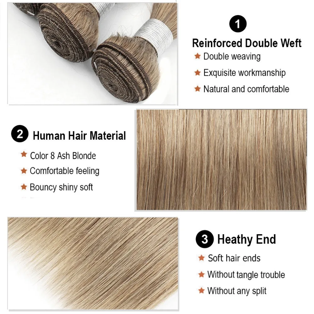 Mogul Hair 1 Pc Steil Haar Bundels Kleur 8 As Blonde Kleur 27 Honingblond Haar Weave Bundels Remy Human Hair Extension