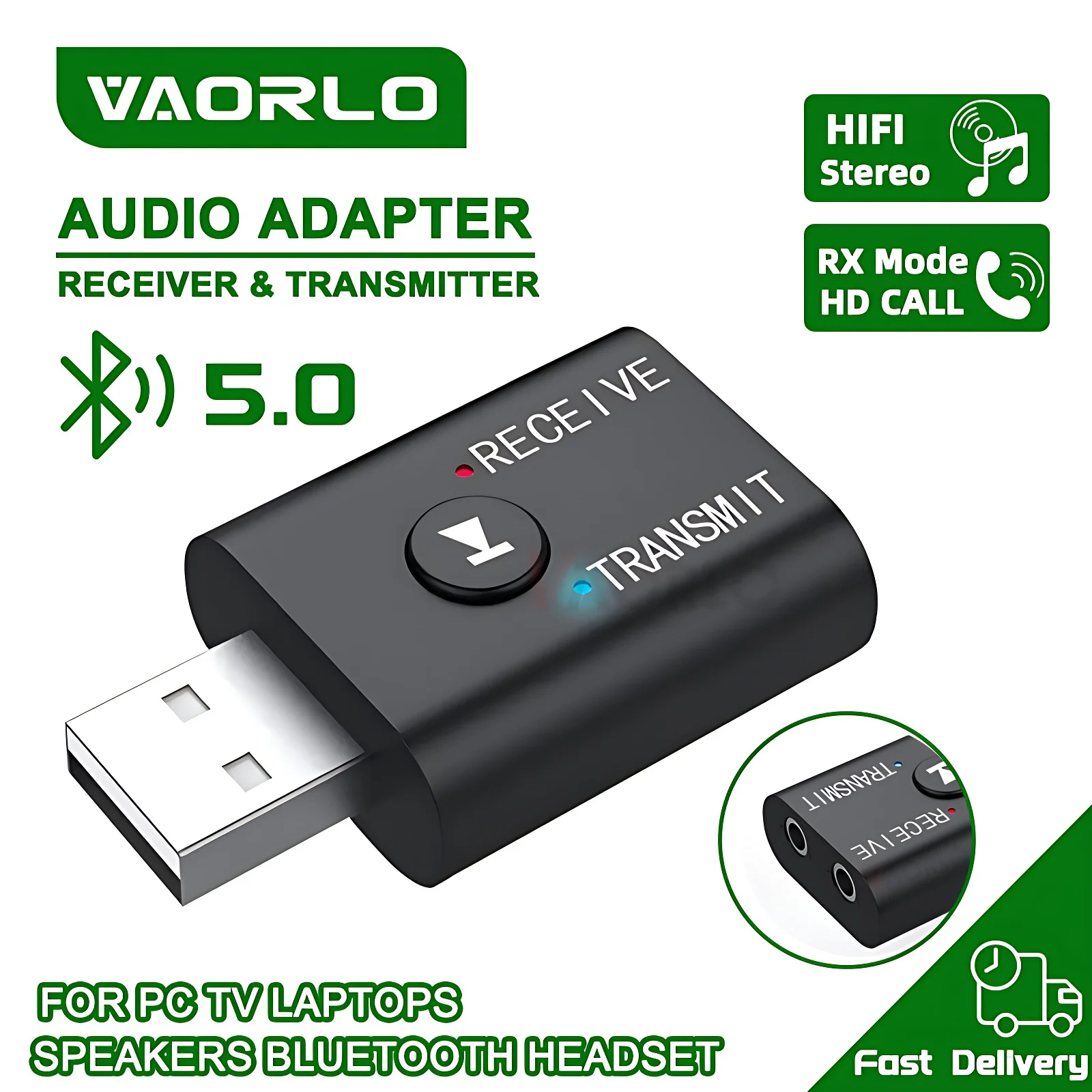 Bluetooth Transceiver Adapter Bluetooth Aux Adaptor Bluetooth Audio Receiver Bluetooth Adapter Audio Adapter Bluetooth 5.0 Audio Transmitter Receiver 3.5mm AUX Jack RCA USB Dongle Stereo Wireless Adapter for TV Car Kit Speaker Headphone
