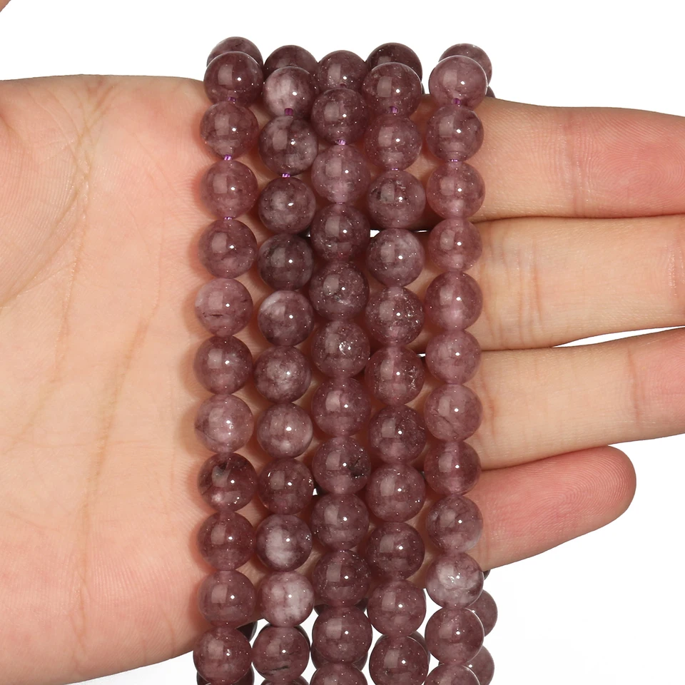 Perles Rondes En Lépidolite Naturelle 4 Mm - Pierre Précieuse Violette, Vendues En Vrac - Neuf