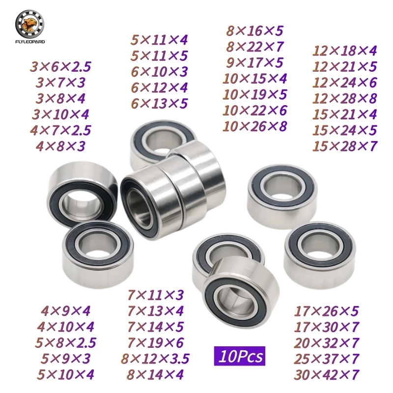 10 unidades de rodamientos de bolas de acero inoxidable ABEC-7 440C SMR84-2RS 4x8x3, SMR85RS 5x8x2.5, S6900RS 10x22x6 para carretes de pesca
