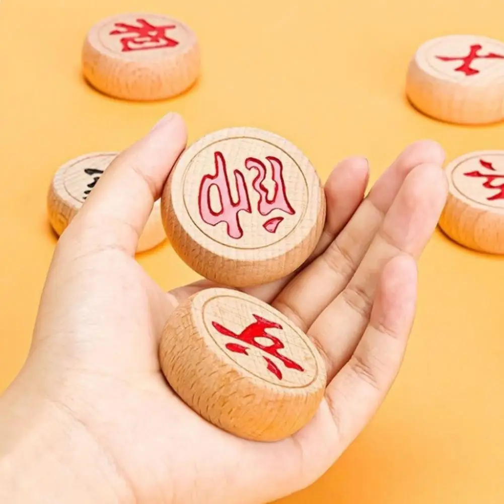 Wooden Chess Pieces Traditional Chinese Xiangqi Chess Set with Wooden Pieces Plastic Board Strategy Game for Teens Adults Travel
