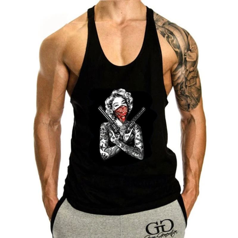 

Marilyn Monroe Guns tank top men Bandana Skull Tattoos 2nd Second Amendment tank top men(4)