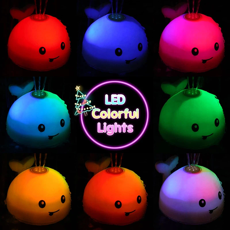 Upgraded Baby Rechargeable Bath Toy with Waterproof Light Up Whale Spray Water Bathtub for Toddlers Kids Pool Bathroom Toys 4