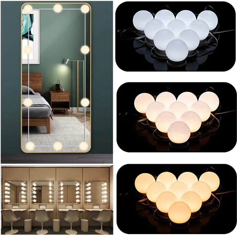 Makeup Mirror LED Light Bulbs Vanity Lights USB 5V Bathroom Dressing Table Lighting Dimmable LED Vanity Light For Mirror