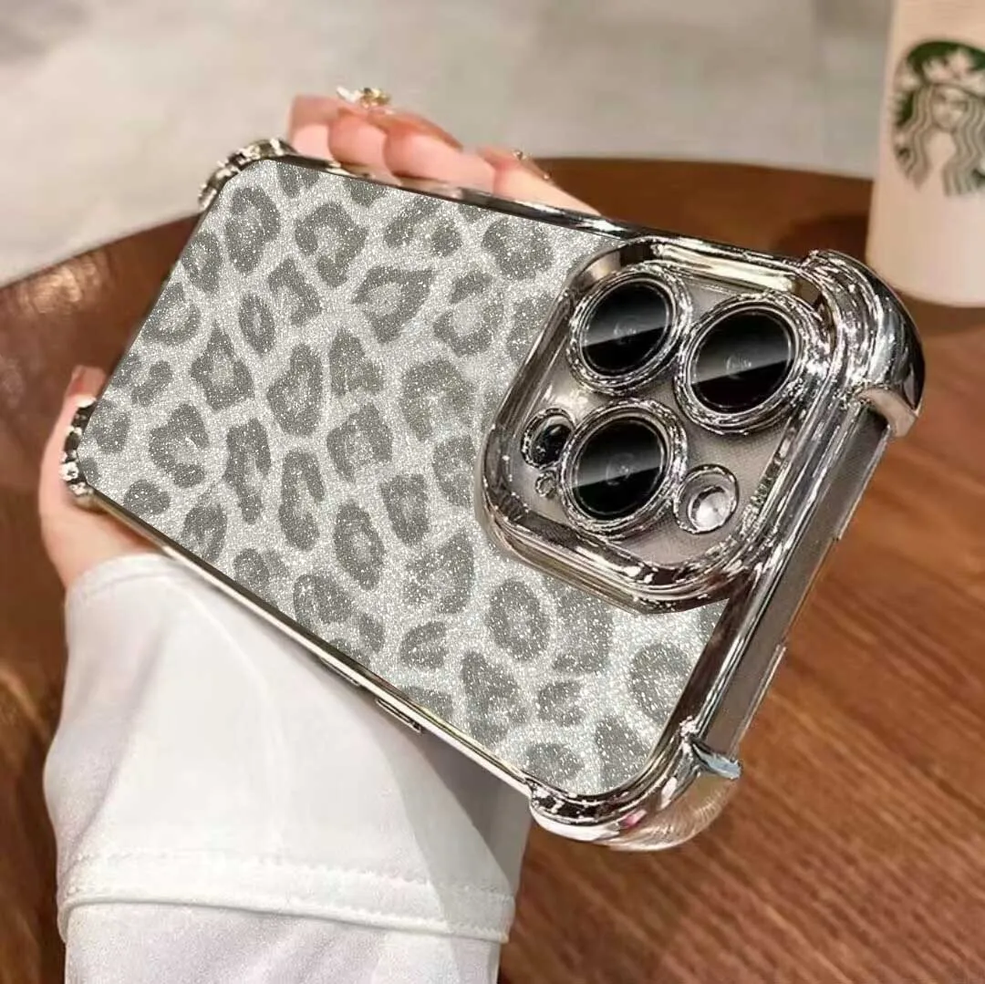 Luxury Leopard Print Plating Shockproof Phone Case