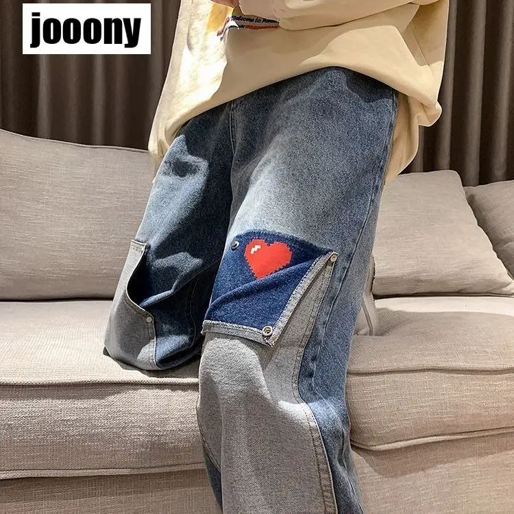 Men Jeans Mens Jeans Jeans Trousers Denim Trousers Cargo Pants Mens Casual Trousers Men Jeans Patchwork Multi-Pocket Couple Denim Pants Beggar Style cargo pants High Street Casual Male Streetwear