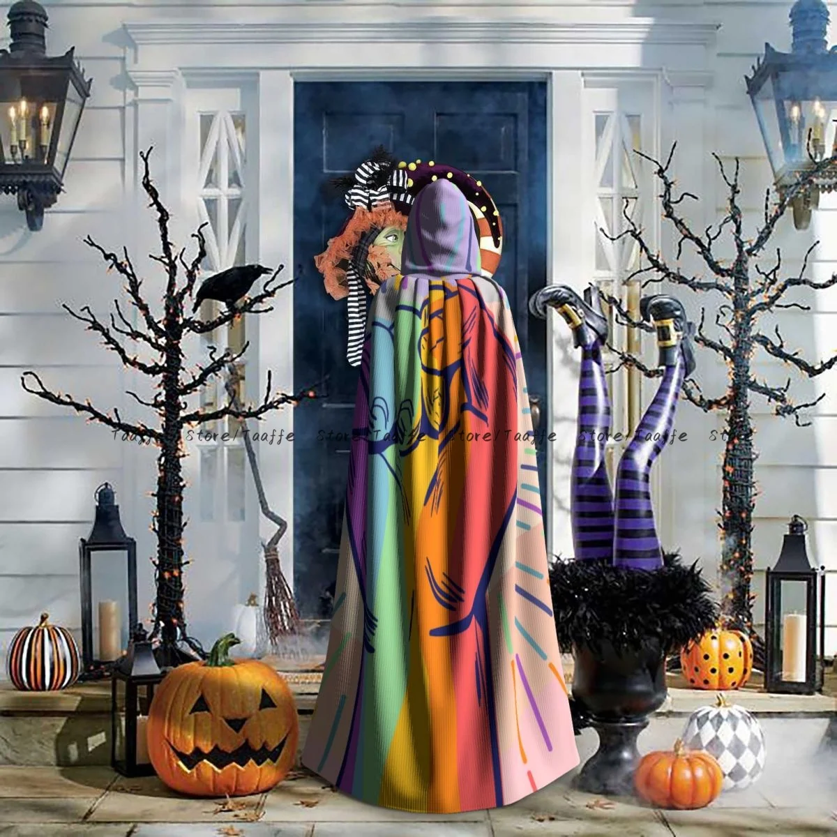 

Плащ Унисекс На Хэллоуин, накидка на день гордости, средневековый костюм с капюшоном, ведьма, вампир