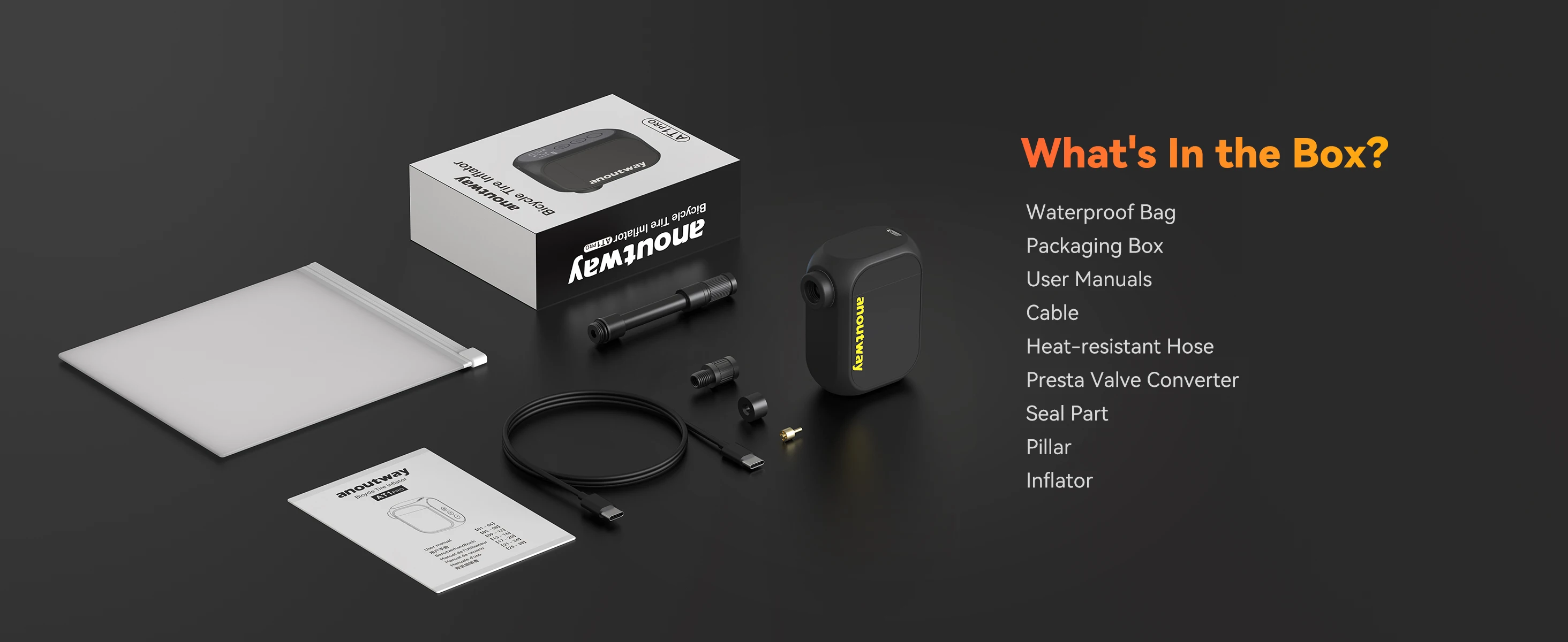 Anoutway Mini-Luftpumpe Tragbare Fahrradpumpe 120mAh Kabellose Pumpe Schrader Presta Ventil Fahrrad-Zubehör – Detail 9