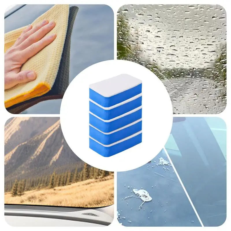 Car Glass Oil Film Cleaner 5pcs Glass Cleaner For Home Cleaning Wipe Board Oil Film Cleaning Removal Wipes For