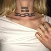 Waterproof Temporary Tattoo Sticker Neck Black Word Angel Devil Bull Cross English Letters Flash Tatoo Fake Tatto for Woman Men 3