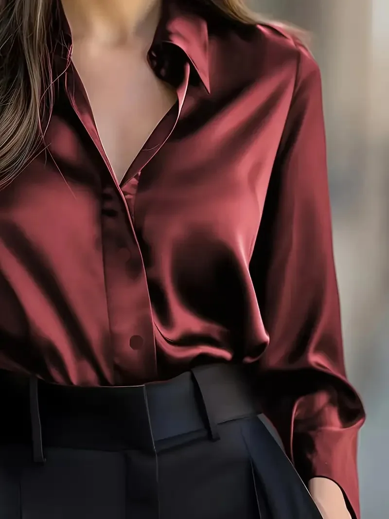Women’s Spring-Autumn Lapel Button Shirt