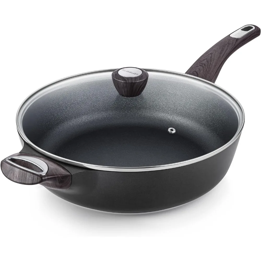 

SENSARTE Nonstick Deep Frying Pan, 12 Inch Large Skillet Pan, Induction Cookware, 5Qt Non Stick Saute Pan with Lid, Non Toxic