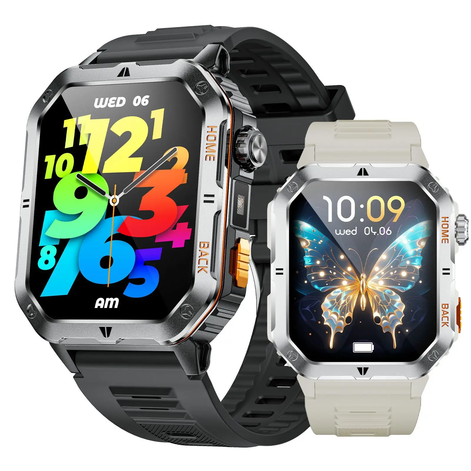 Oukitel WP61 울트라 WP61 플러스 WP62 WP60 WP55 WP53 WP300 WP61 스마트 워치 남성용 LED 손전등 블루투스 통화 스포츠 스마트워치