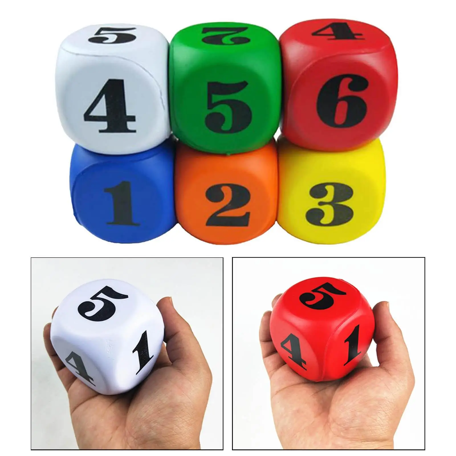 Foam Dice Set of 6pcs, Assorted Blocks Dice, Perfect for Building, Educational