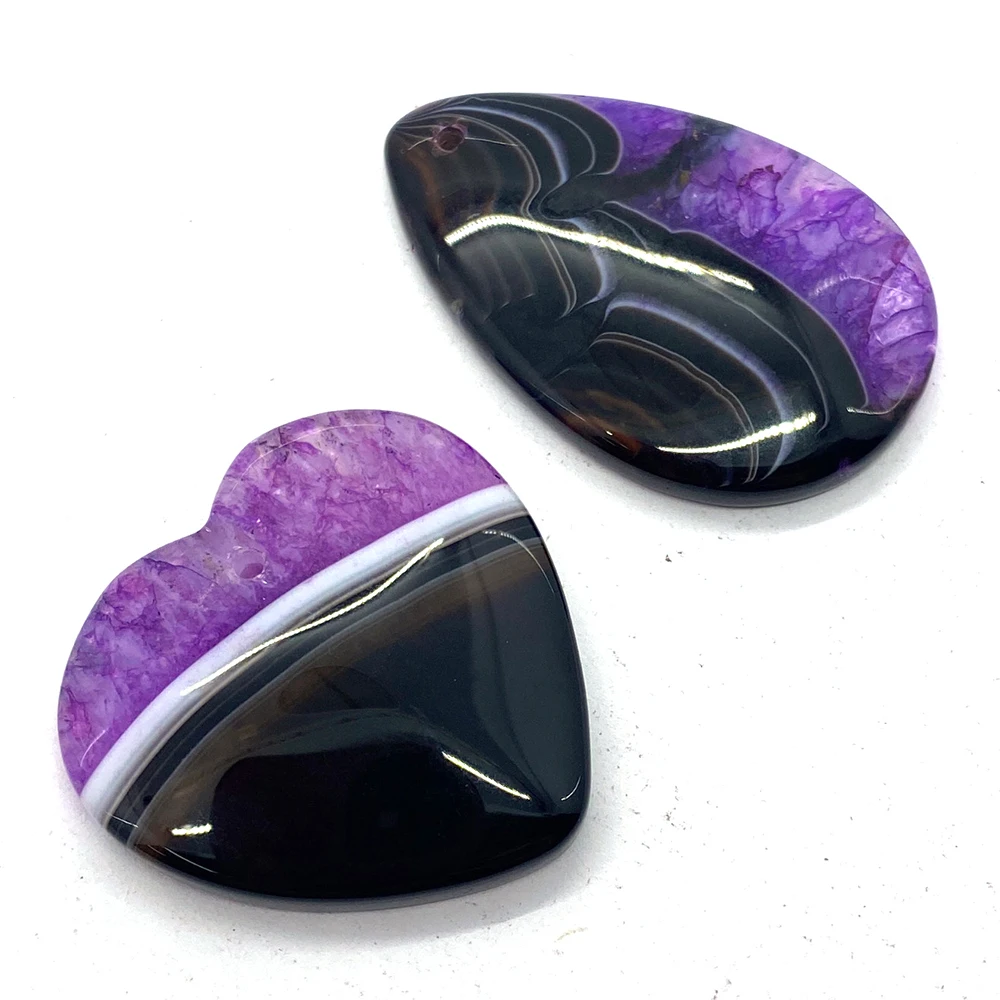 5pcs Natural Agate Spar Irregular Crystal Slice Pendant Brazilian Healing Purple Crystal Black Red Onyx Women's Accessories