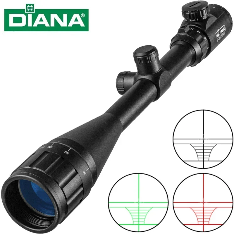 DIANA AOE 6-24X50 Scope Adjustable Green Red Dot Light Tactical Riflescope Reticle Optical Rifle Sight Hunting Scopes Air Gun red dot sight rifle scope