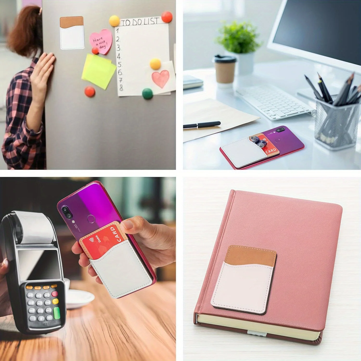 5 Pack DIY Customizable PU Leather Phone Card Wallet-Stick-On Back Pouch For Phone, Vinyl-Compatible Sublimation Blanks