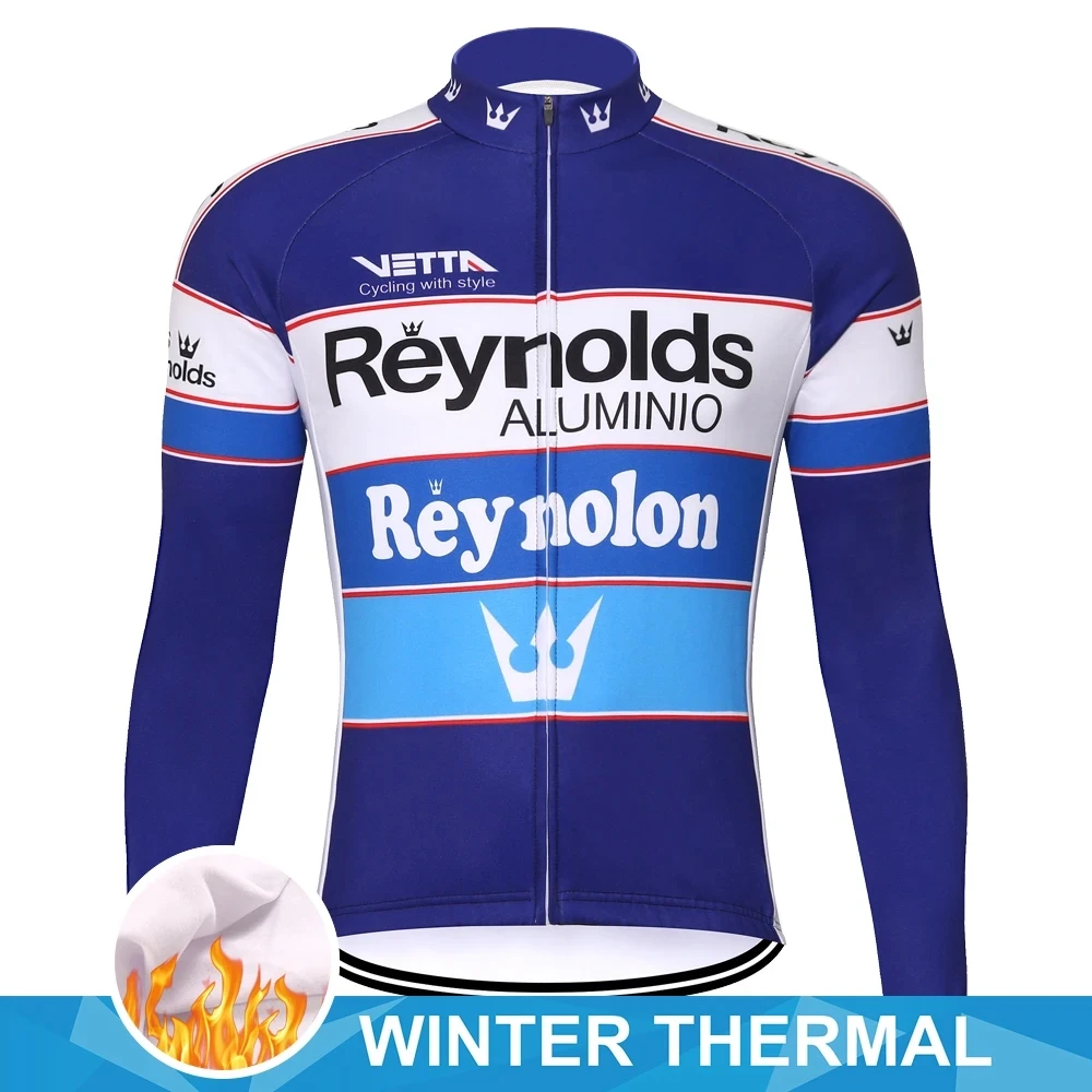 Men's Long Sleeve Pro Team Cycling Jersey, Blue - Lightweight Downhill Winter Racing Wear