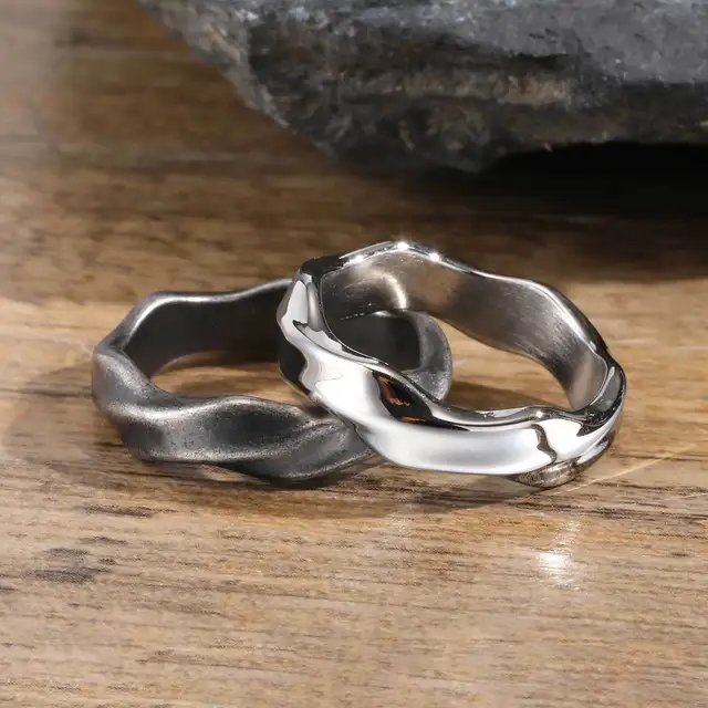 Bagues en acier inoxydable pour hommes et garçons, bague simple pour couples, bijoux vintage, cadeaux punk