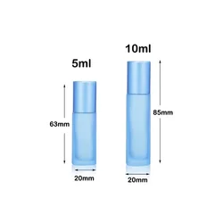Set of 5 Frosted Glass Aromatherapy Roller Bottles with Opener and Funnels (5ml & 10ml) - 10MLX5PCS (Sky blue)